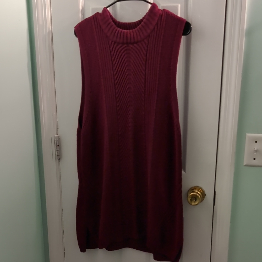 Talbots Rich Burgundy Sleeveless Turtleneck Sweater Dress/Tunic